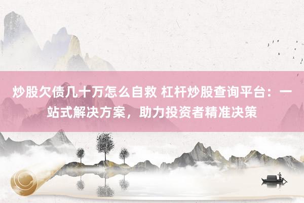 炒股欠债几十万怎么自救 杠杆炒股查询平台：一站式解决方案，助力投资者精准决策